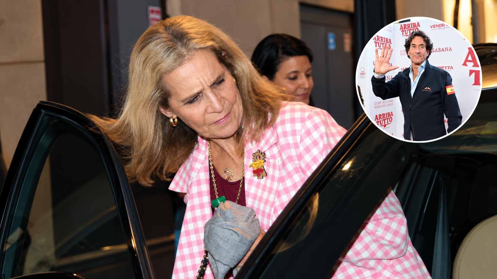 La infanta Elena y Álvaro de Marichalar al salir del estreno de la película ‘Arriba Tutto’. (Foto: Europa Press)