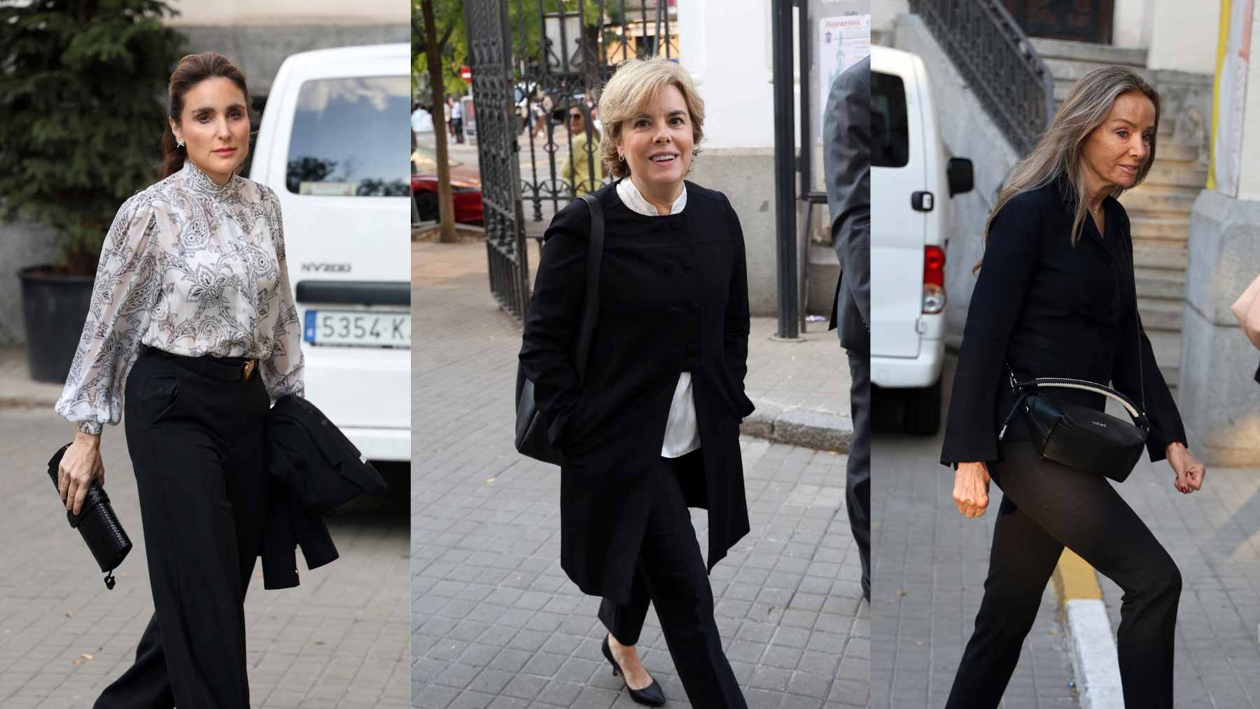 Paloma Segrelles, Soraya Sáenz de Santamaría y Miriam Ungría en el último adiós Genoveva Conde de Oya. (Foto: Europa Press)