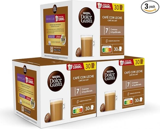 Nescafé Dolce Gusto Café con Leche 90 cápsulas baja de precio en Amazon y se queda por debajo de los 26 euros