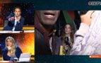 Rebeca Crespo, reportera de Horizonte, sufre el acoso de los acampados en Sol (Foto: Mediaset).