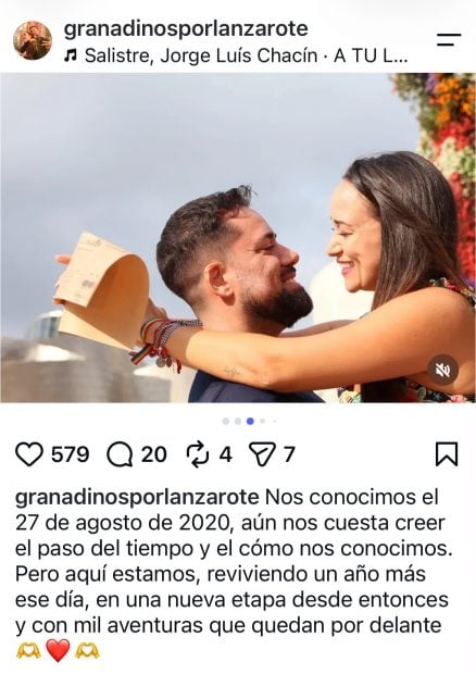 Captura de pantalla del Instagram en conjunto de la pareja (Fuente: Instagram)