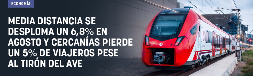 Media Distancia se desploma un 6,8% en agosto y Cercanías pierde un 5% de viajeros pese al tirón del AVE