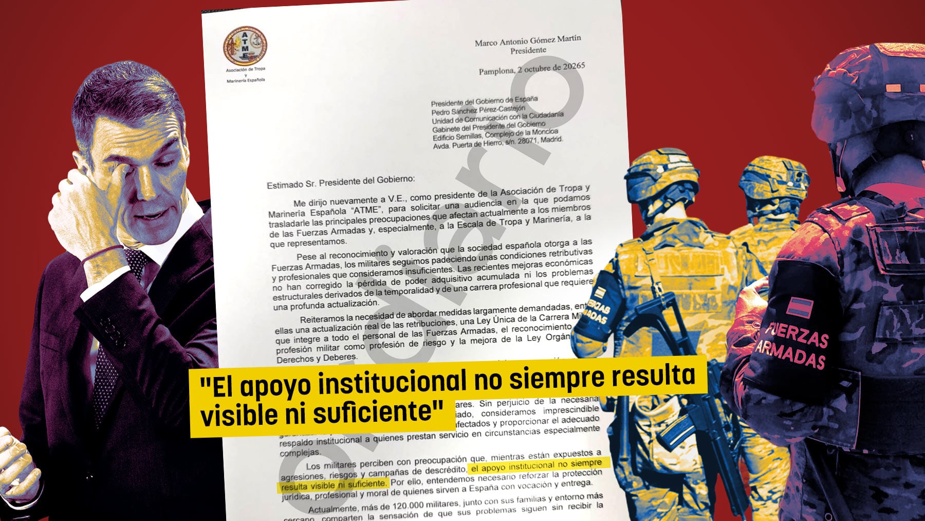 Los militares de Ceuta envían una carta a Sánchez reprochándole la falta de apoyo ante las agresiones