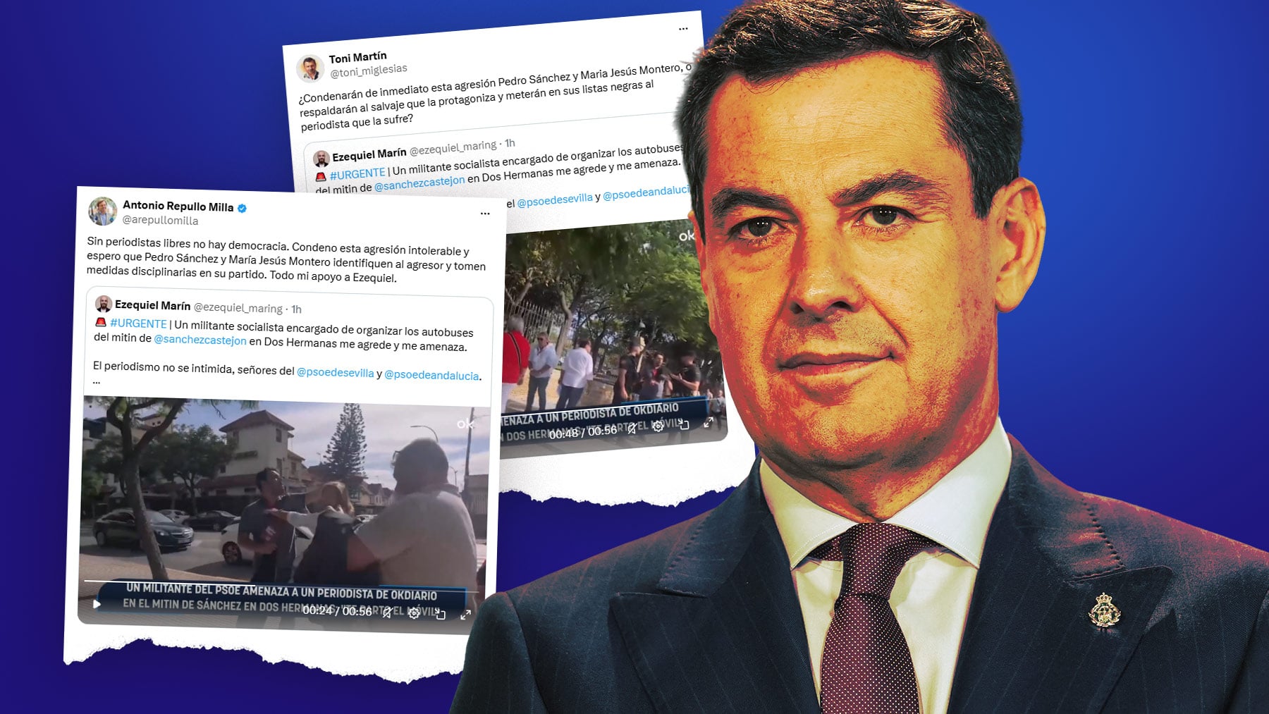El PP de Juanma Moreno condena la agresión sufrida por un periodista de OKDIARIO: Sin periodistas libres no hay democracia