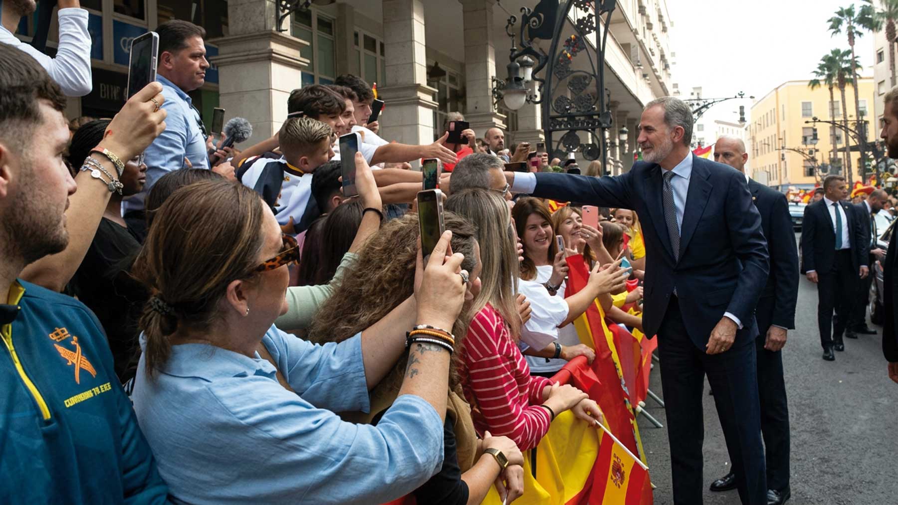 Los ceutíes se echan a las calles para recibir a los Reyes en su histórica visita: ¡Ceuta unida jamás será vencida!