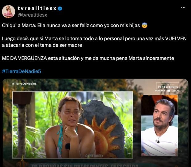Captura de pantalla de un comentario de un usuario en X.