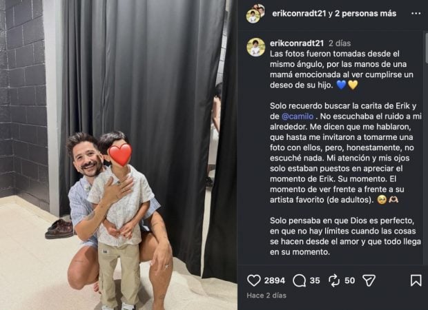 Captura de la publicación de la madre de Erik. (Instagram)