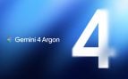 Logotipo oficial de Gemini 4 Argon, el nuevo modelo de IA de Google, sobre un fondo azul con un gran número 4