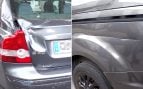 Un camión frigorífico que circulaba con las puertas traseras abiertas daña a tres coches estacionados en Son Castelló