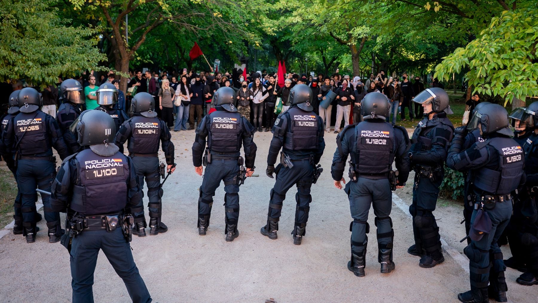 Policía Nacional en los altercados en la UCM. (EuropaPress)