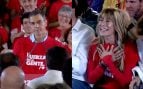 Sánchez se declara a la procesada Begoña Gómez ante la militancia del PSOE: «Te quiero, estamos más unidos que nunca»