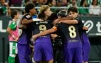 Jugadores del Barça celebran un gol