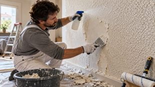 Quitar gotelé, trucos para quitar el gotelé, pintura del baño, cómo quitar gotelé de casa, truco de pintores para quitar gotelé.