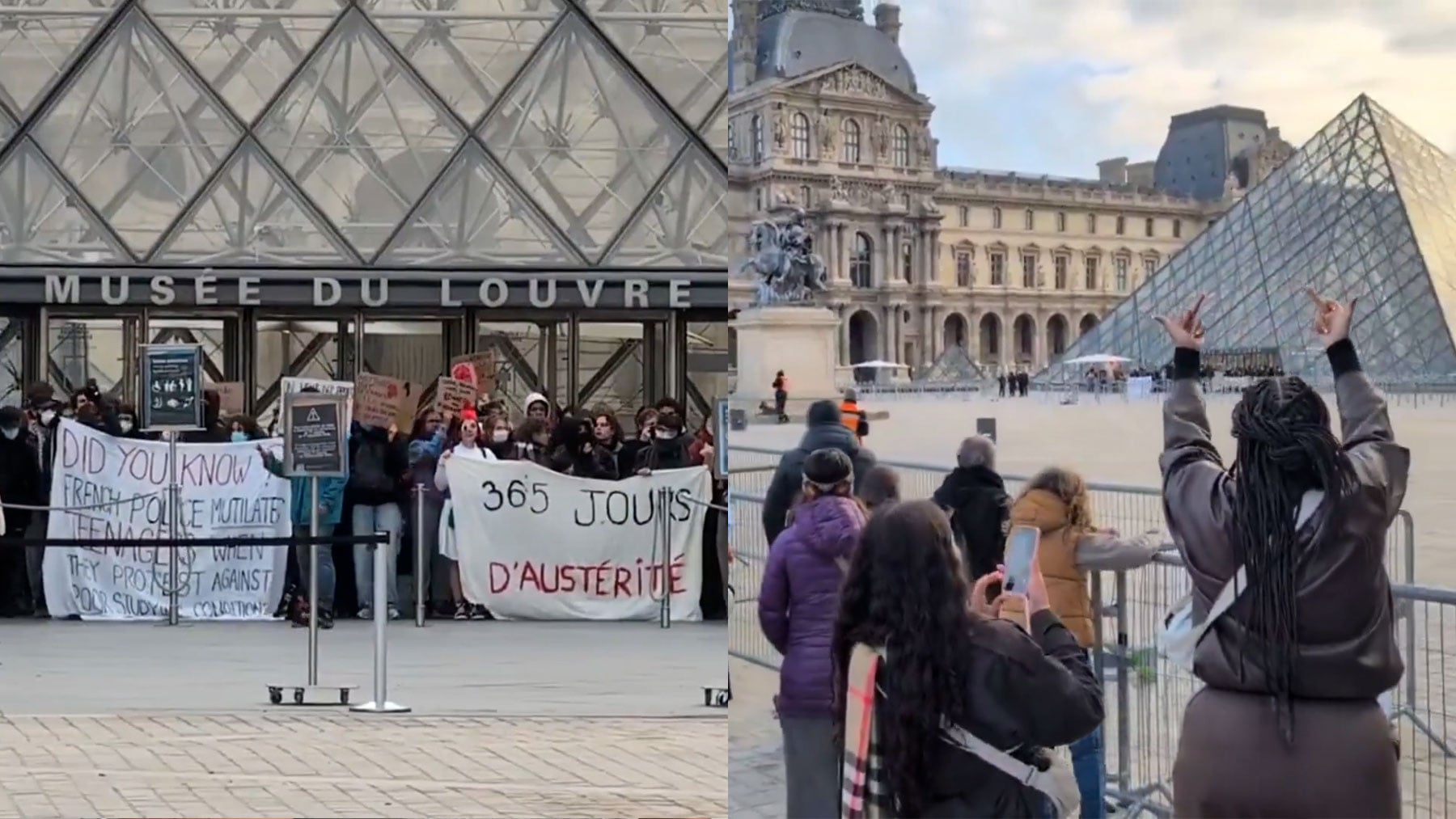 Un grupo de manifestantes bloquea el museo del Louvre en París y turistas españoles se enfrentan a ellos