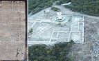 A la izquierda, una de las caras del bloque con el oráculo de astrágalos de Kibyra; a la derecha, vista aérea del lugar donde se encontró. Foto: revista Gephyra / Archivo de la excavación de Kibyra