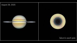 Decágono de Saturno: Saturno y su polo sur vistos por el telescopio espacial Hubble el 29 de agosto de 2025
