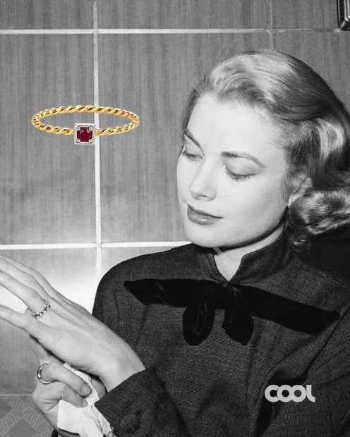 Grace Kelly, rub&iacute;, joyas, anillos