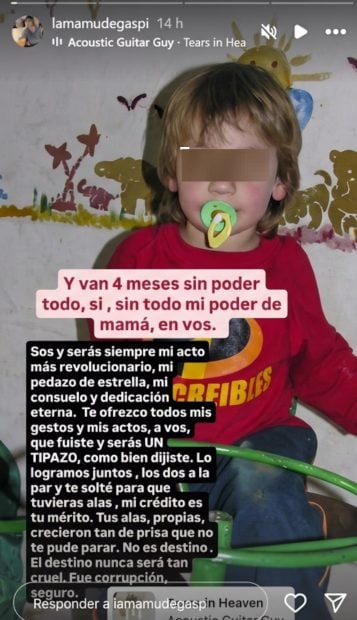 Publicaci&oacute;n de Michelle, madre del youtuber Gaspi, en la que habla del accidente de su hijo (Foto: Instagram).