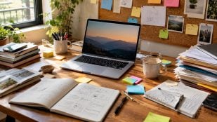 Portatil, mesa, escritorio