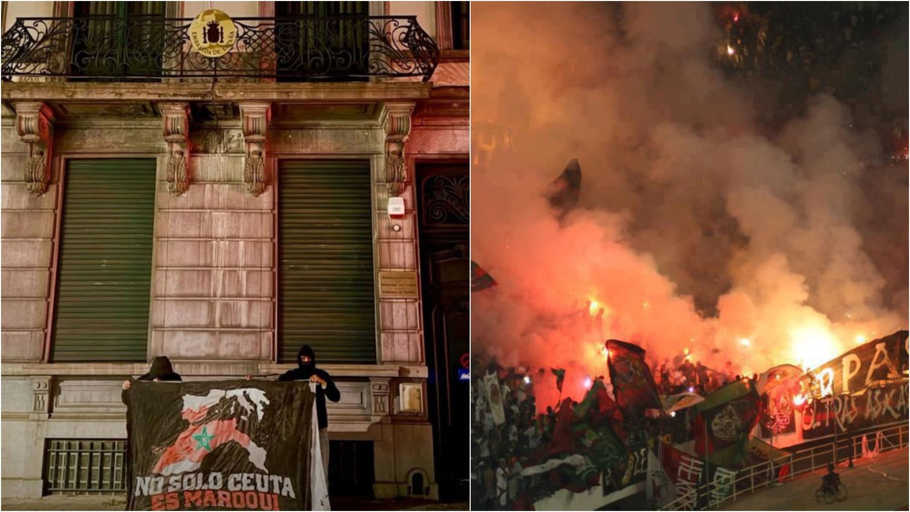 Los ultras de un club ligado al Reino de Marruecos profanan una embajada de España: No sólo Ceuta es marroquí