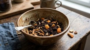 Posos de café y cáscaras de naranja
