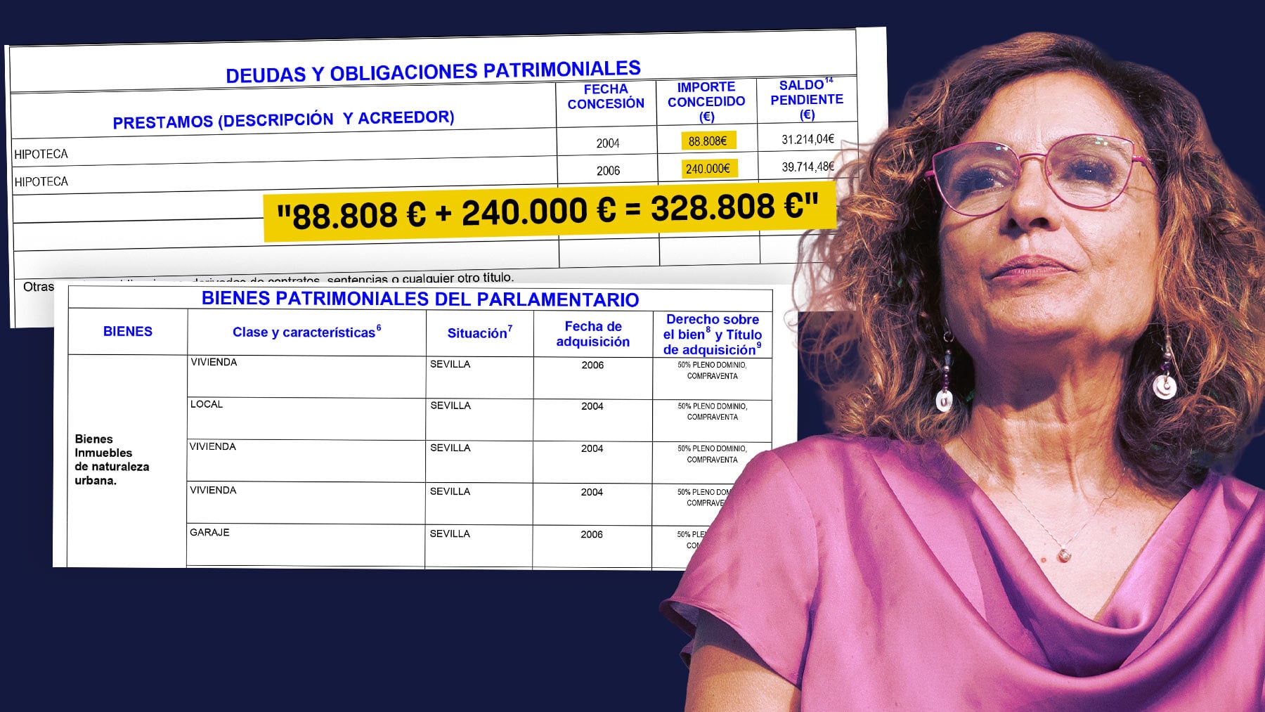 Montero reivindica la vivienda al servicio de las personas con 3 casas en Sevilla y dos hipotecas de 328.808 €