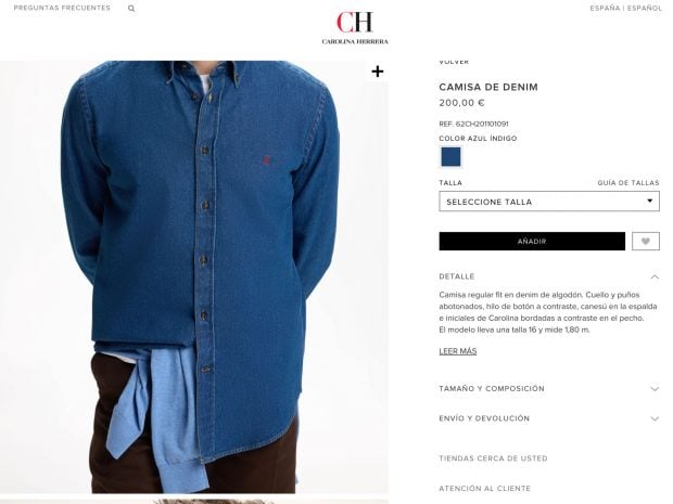 La camisa de Carolina Herrera de Pedro S&aacute;nchez. (Foto: Carolina Herrera)