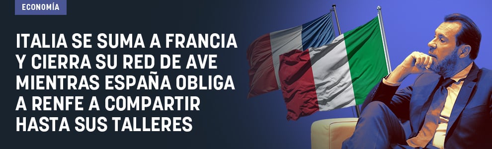 Italia se suma a Francia y cierra su red de AVE mientras España obliga a Renfe a compartir hasta sus talleres
