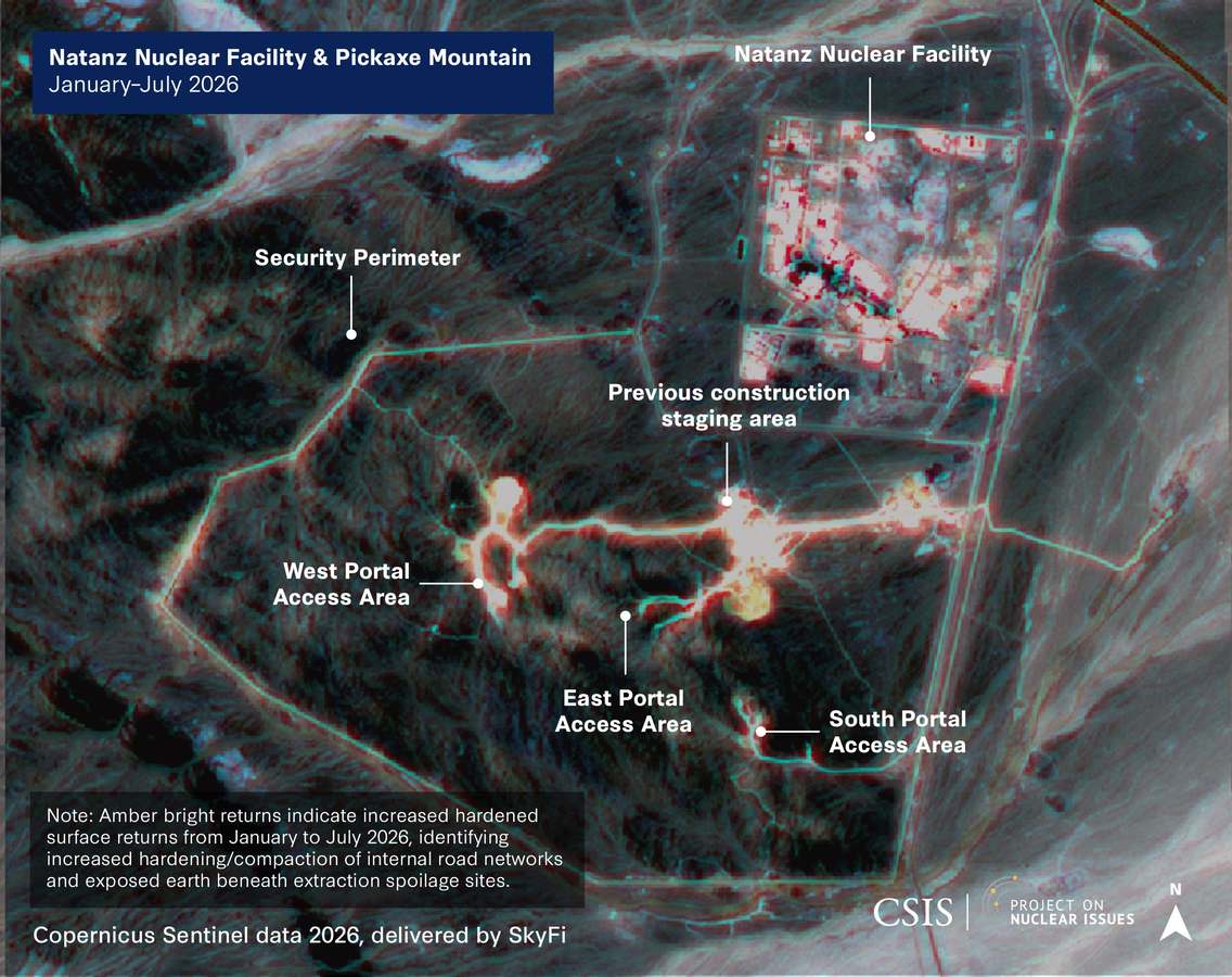 Mapa de radar de la montaña Pickaxe con los portales oeste, este y sur entre enero y julio de 2026