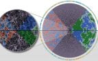 Conos de luz de todo el cielo de las simulaciones cosmológicas del superordenador Aurora, con sectores de densidad de materia, velocidad y potencial gravitatorio