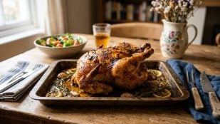 Pollo dorado y crujiente