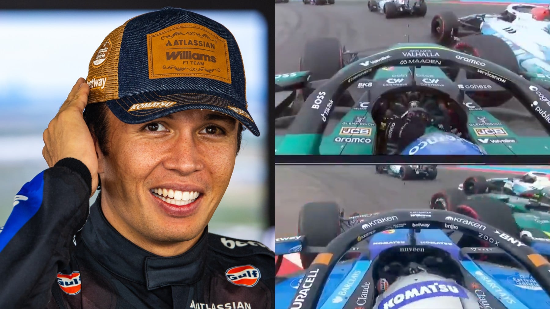 Albon se lava las manos tras chocar a Alonso en Austin: Me pellizcó