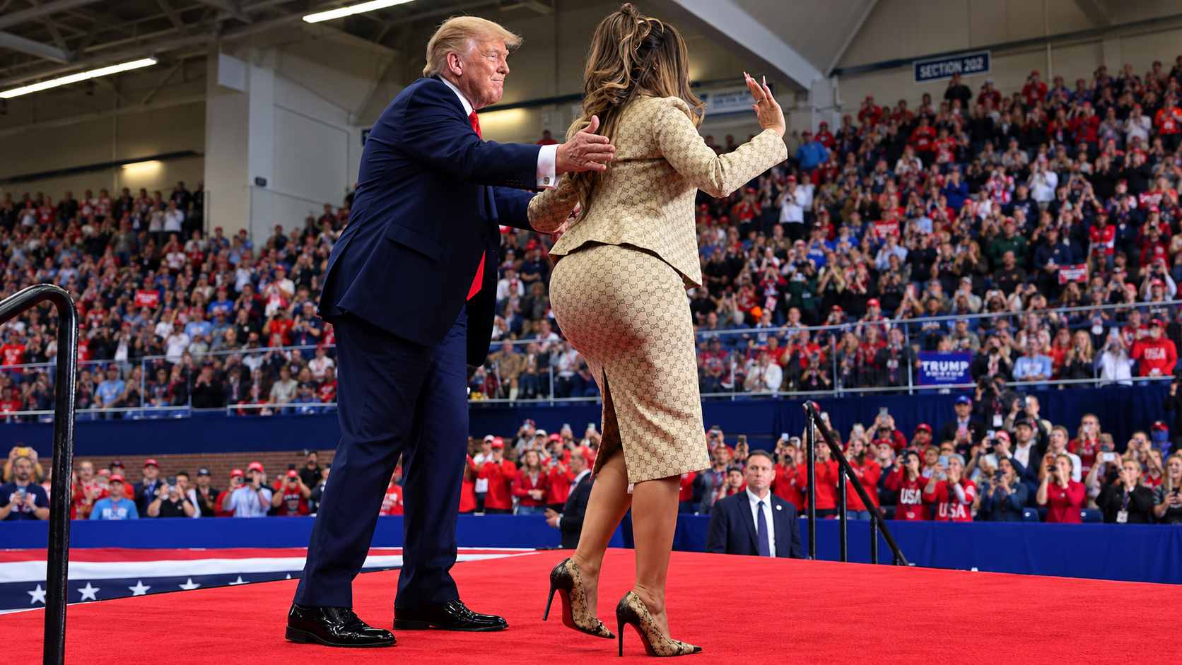 Donald Trump y Nicki Minaj en un mitin. (Foto: RRSS)