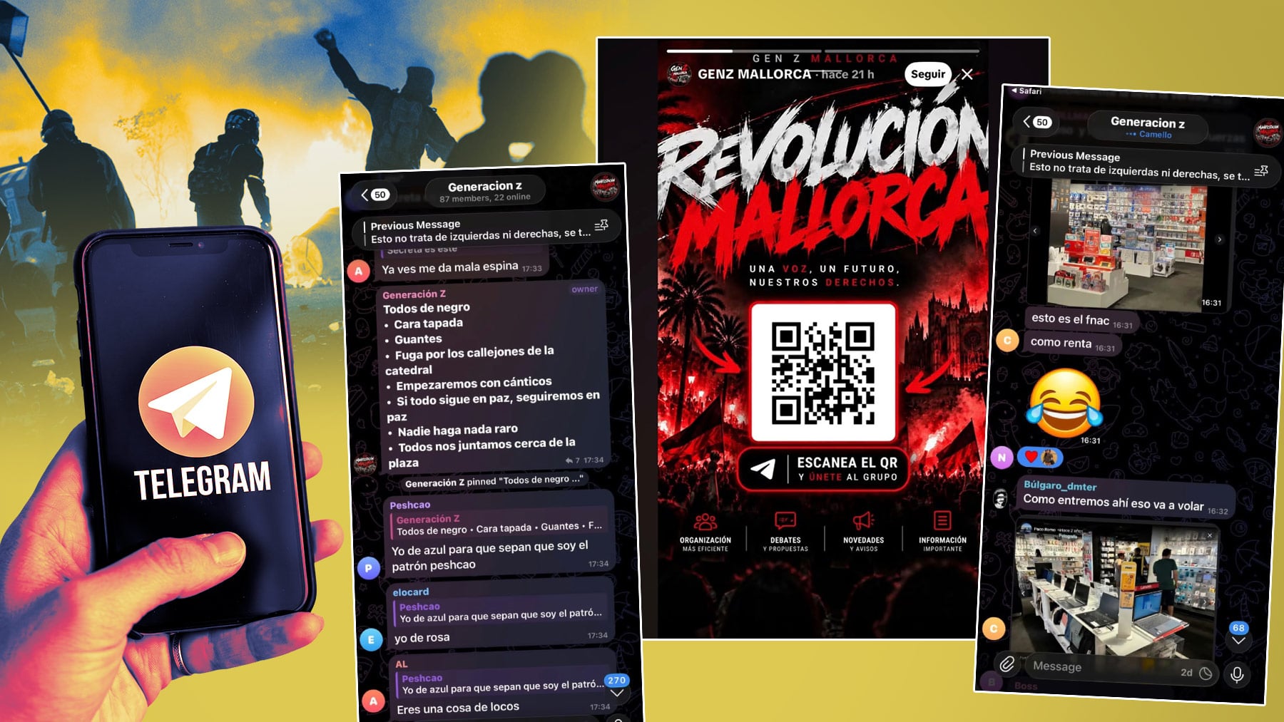 Alerta en Mallorca: un canal de Telegram convoca una protesta este viernes e incita a saquear comercios y pegar a policías