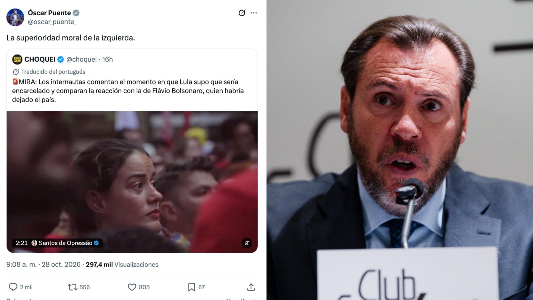 Puente tuiteó sobre Lula para ensalzar la superioridad moral de la izquierda media hora después de la tragedia ferroviaria