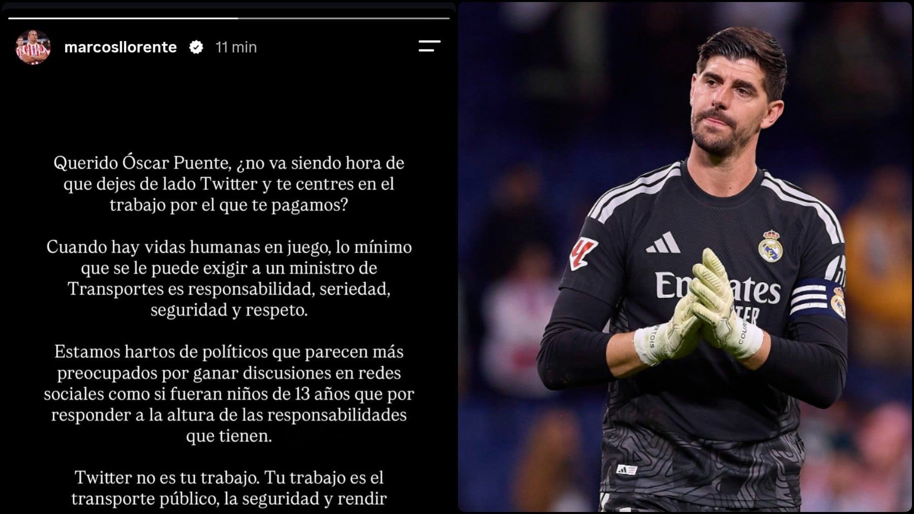 Marcos Llorente estalla contra Óscar Puente y Courtois y Carvajal le aplauden: ¿No va siendo hora de que dejes de lado Twitter?