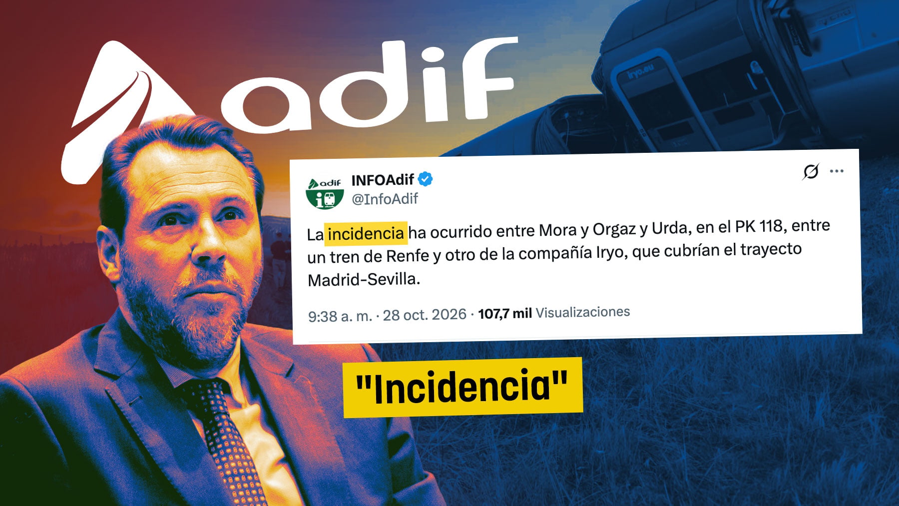 Adif llama incidencia a la tragedia ferroviaria de Toledo con al menos 46 muertos