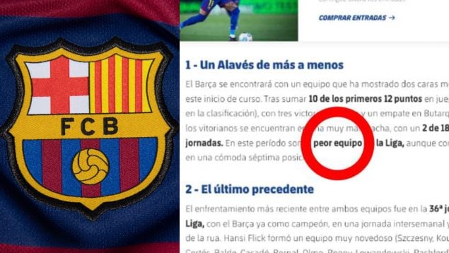 A Barcelona a legrosszabb csapatnak nevezte az Alavést a Camp Nou-i mérkőzés előtt