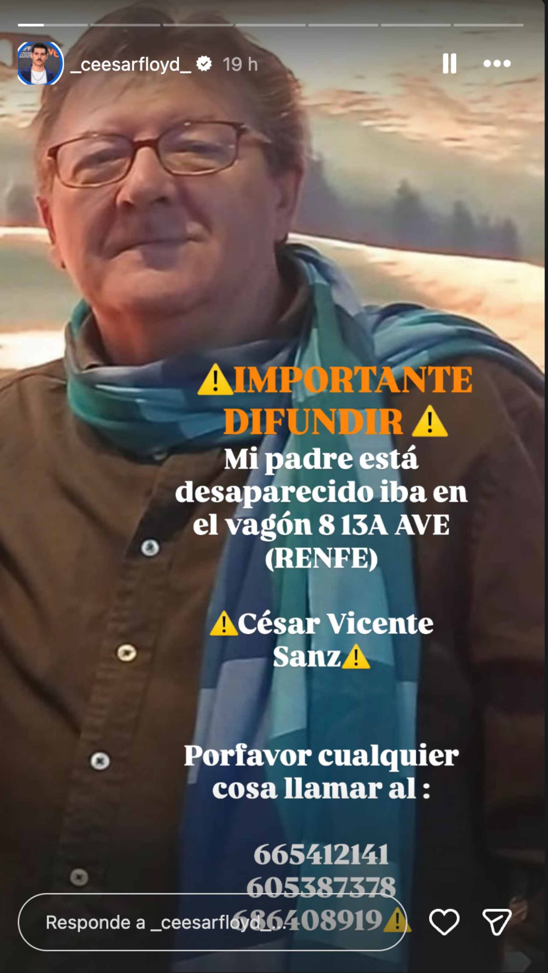 El padre del actor C&eacute;sar Vicente. (Foto: RRSS) 