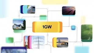 Gráfico de Google de la central eléctrica virtual de 1 gigavatio con Voltus, que conecta viviendas, edificios, placas solares y la red eléctrica