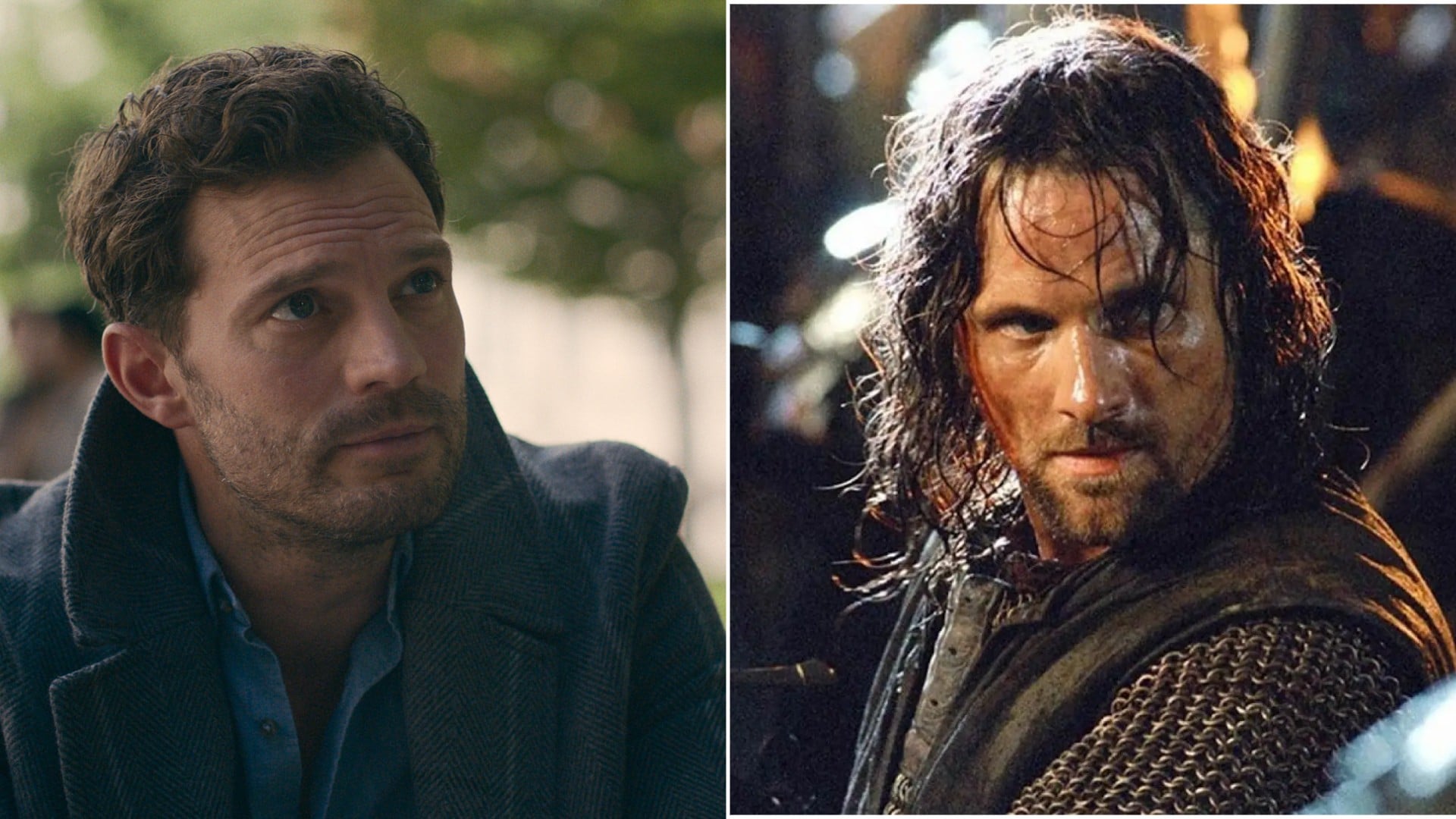Jamie Dornan en ’12 12 12′ (Apple TV) y Viggo Mortensen en ‘El Señor de los Anillos’ (Warner Bros.).