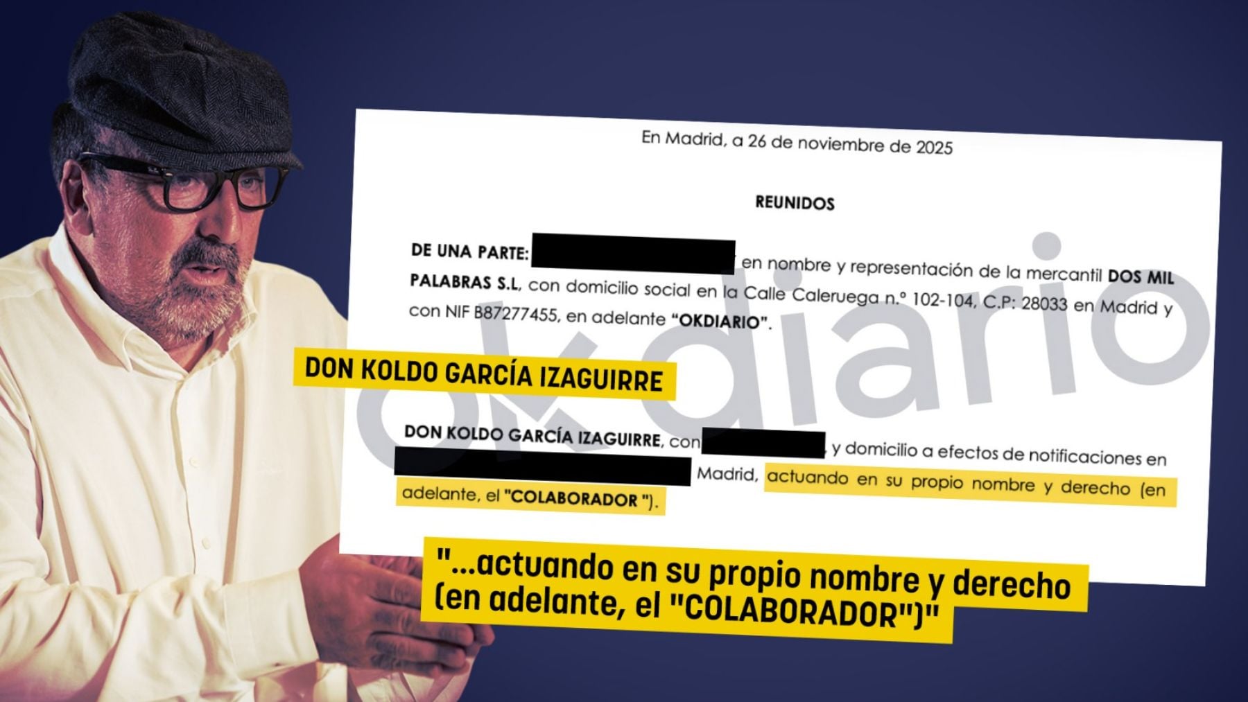 El documento que prueba que OKDIARIO pagó a Koldo García por los derechos para la realización de un libro y una docuserie