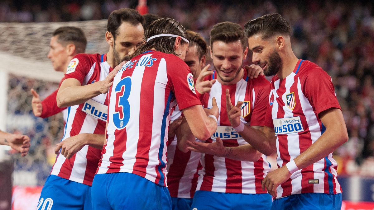 Los jugadores del Atlético celebran un gol