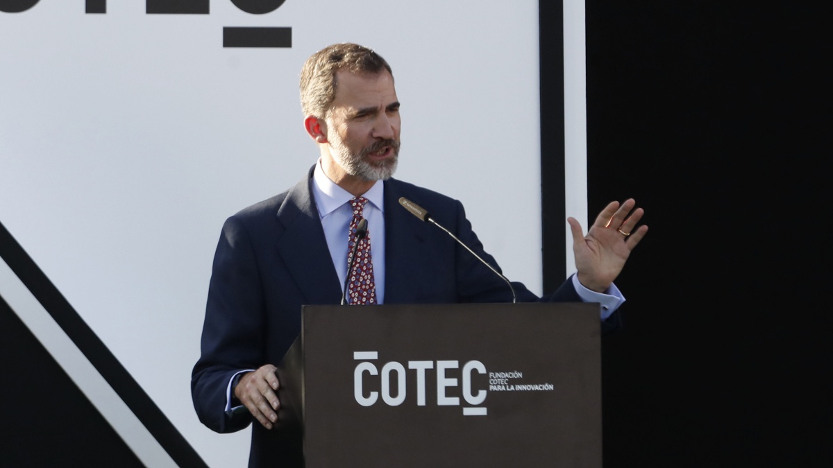 El Rey Felipe VI, en el acto de la Fundación Cotec en el Vicente Calderón