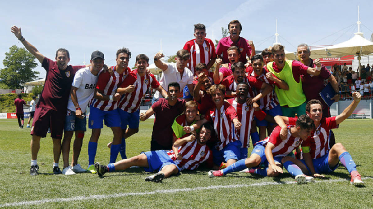 El Atlético Juvenil celebra el pase a la final de Copa. (atleticodemadrid.com)