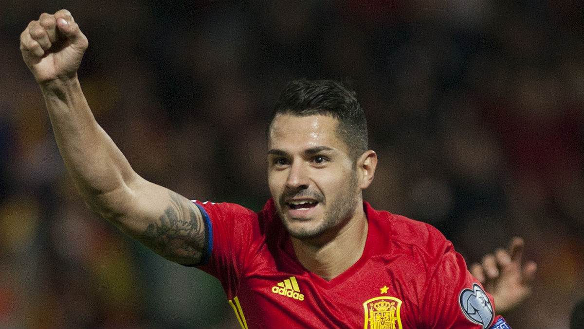 Vitolo celebra un gol con España. (AFP)