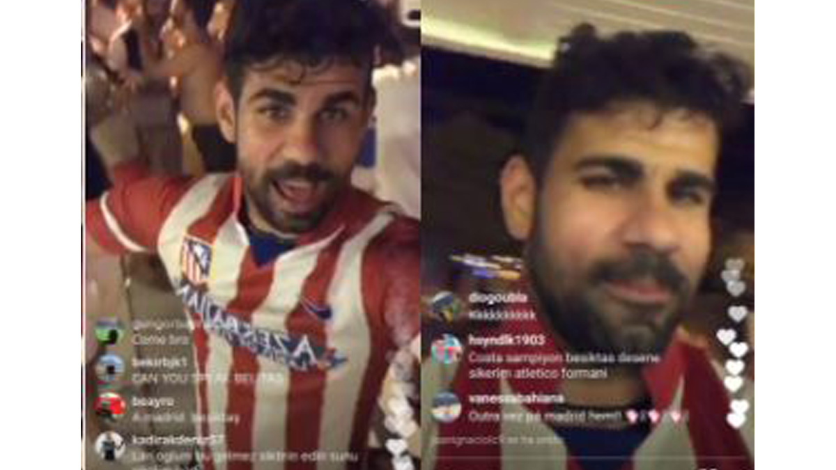 Diego Costa se pone la camiseta del Atlético en una fiesta en Brasil