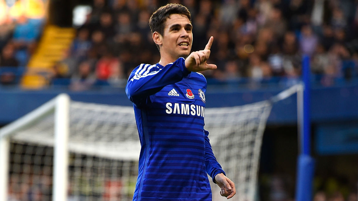 Óscar celebra un gol con el Chelsea. (Getty)