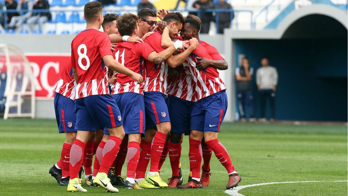 El Atlético juvenil celebra la victoria ante el Qarabag. (atleticodemadrid.com)