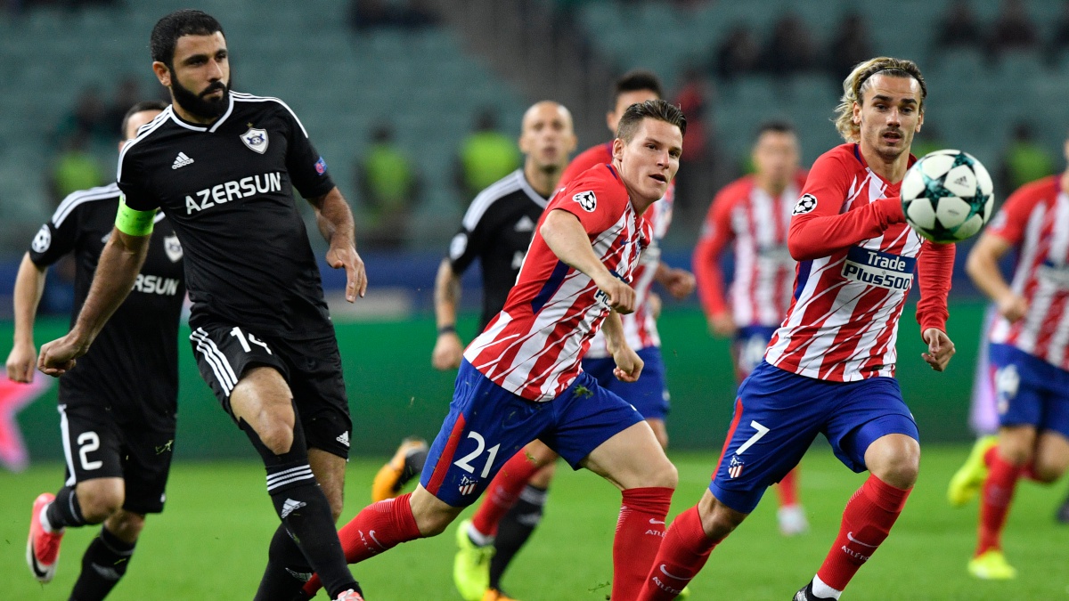 Kevin Gameiro y Antoine Griezmann, durante el Qarabag vs Atlético